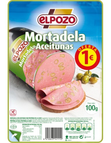 ELPOZO MORTADELA CON ACEITUNAS LONCHAS 100GR